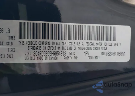 2017 Dodge Grand Caravan Se из США, поврежденный, VIN 2C4RDGBG5HR854918